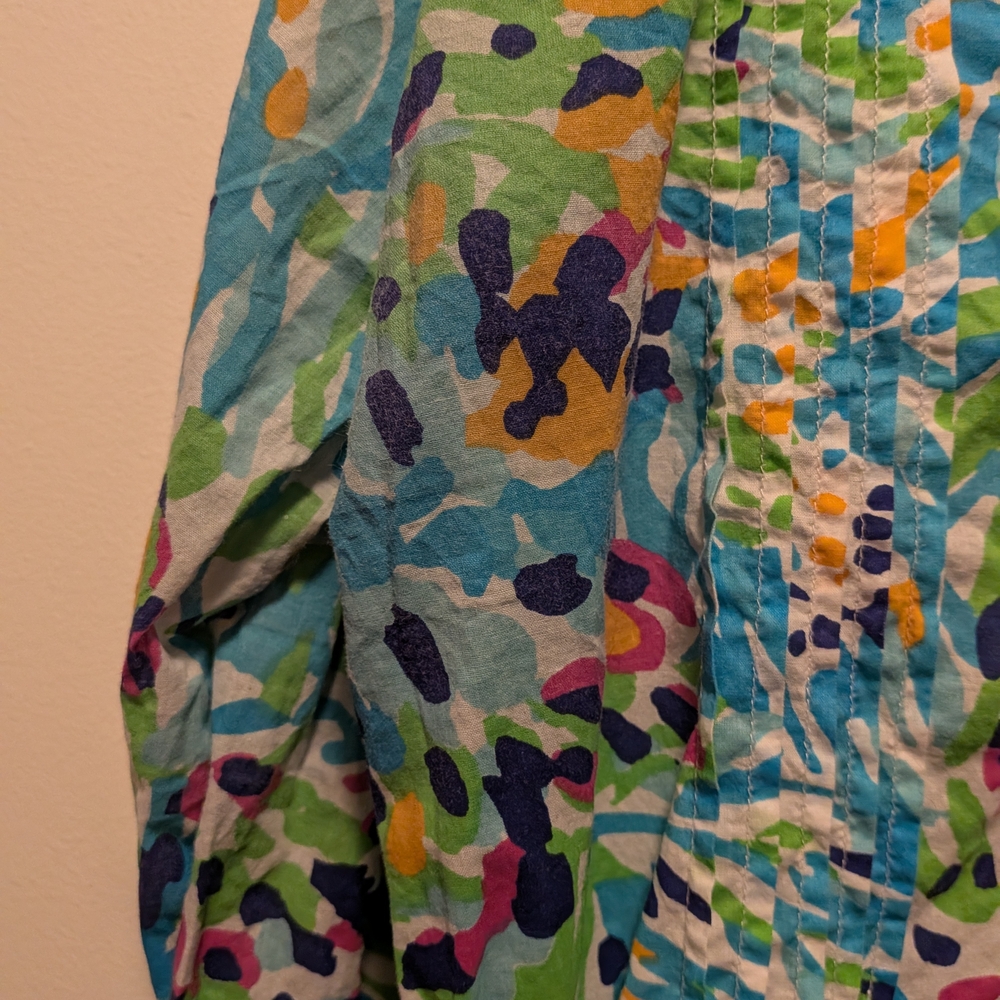 Lilly Pulitzer Tunic Embroidery Beaded Pintucking  XL 3/4 Sleeve - Picture 6 of 10